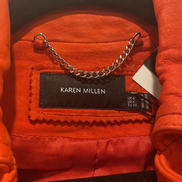 Karen Millen red suede leather jacket - Picture 4 of 7